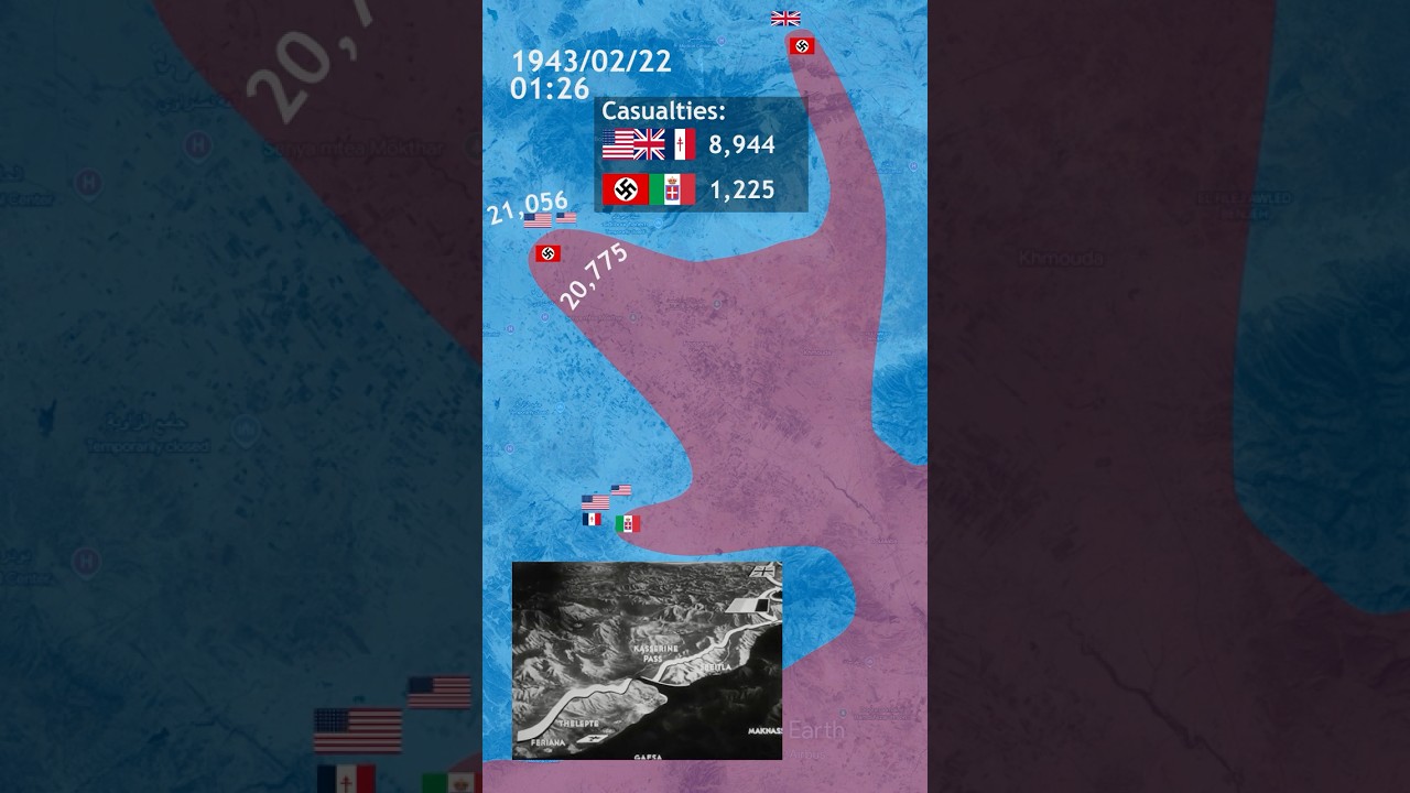 Battle of Kasserine Pass 1943 in 1 minute German offensive 