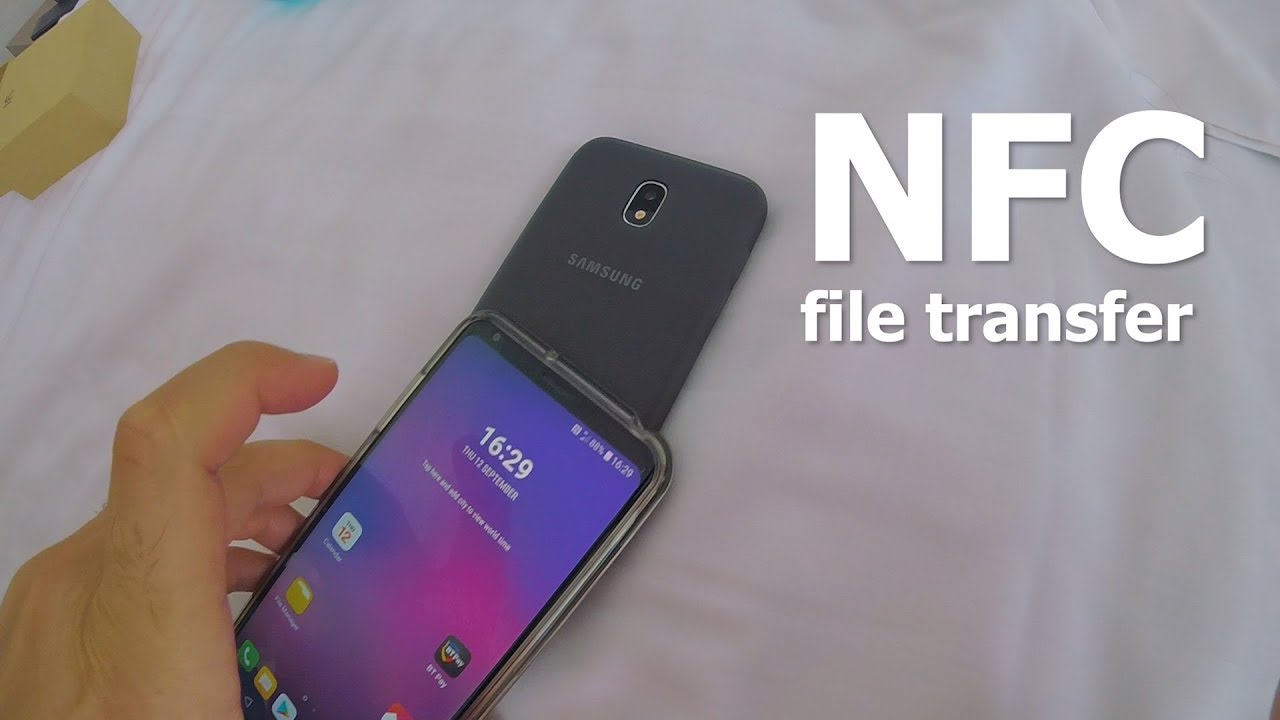 Передача фотографий между двумя телефонами Android через NFC (Android Beam, LG V30+ и Samsung J5)