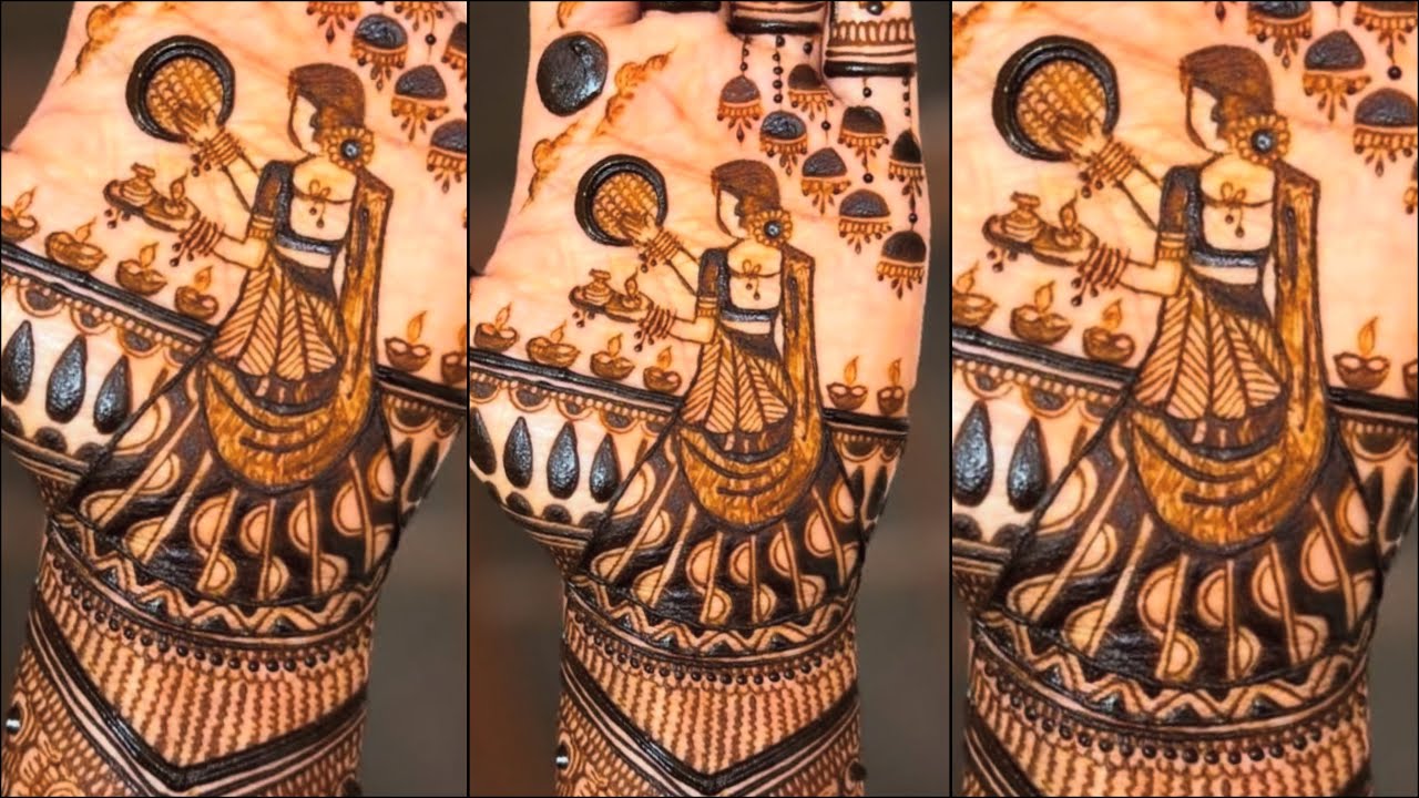 Karwachauth Специальный дизайн Менди на передней стороне | Легкий дизайн Менди | Карвачаут Менди ...