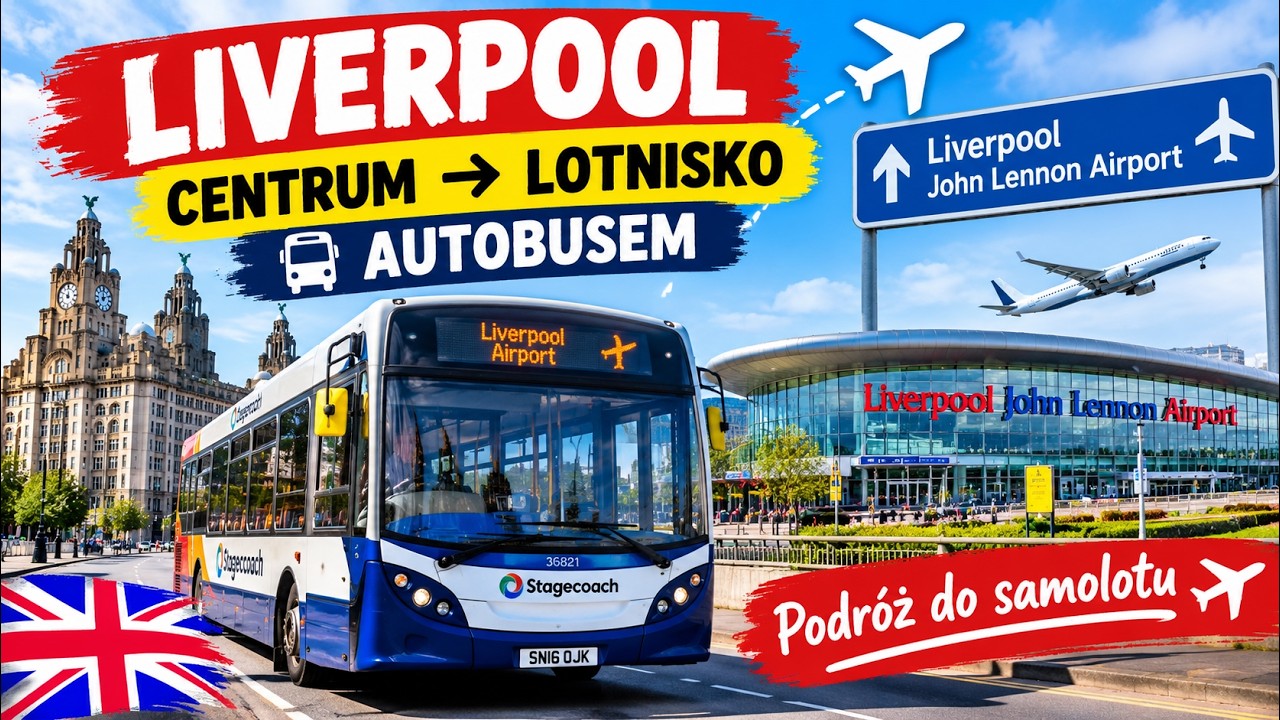 Liverpool z autobusu trasa na lotnisko im. Lennona – widok z autobusu ✈️ Autobusem przez Liverpool.