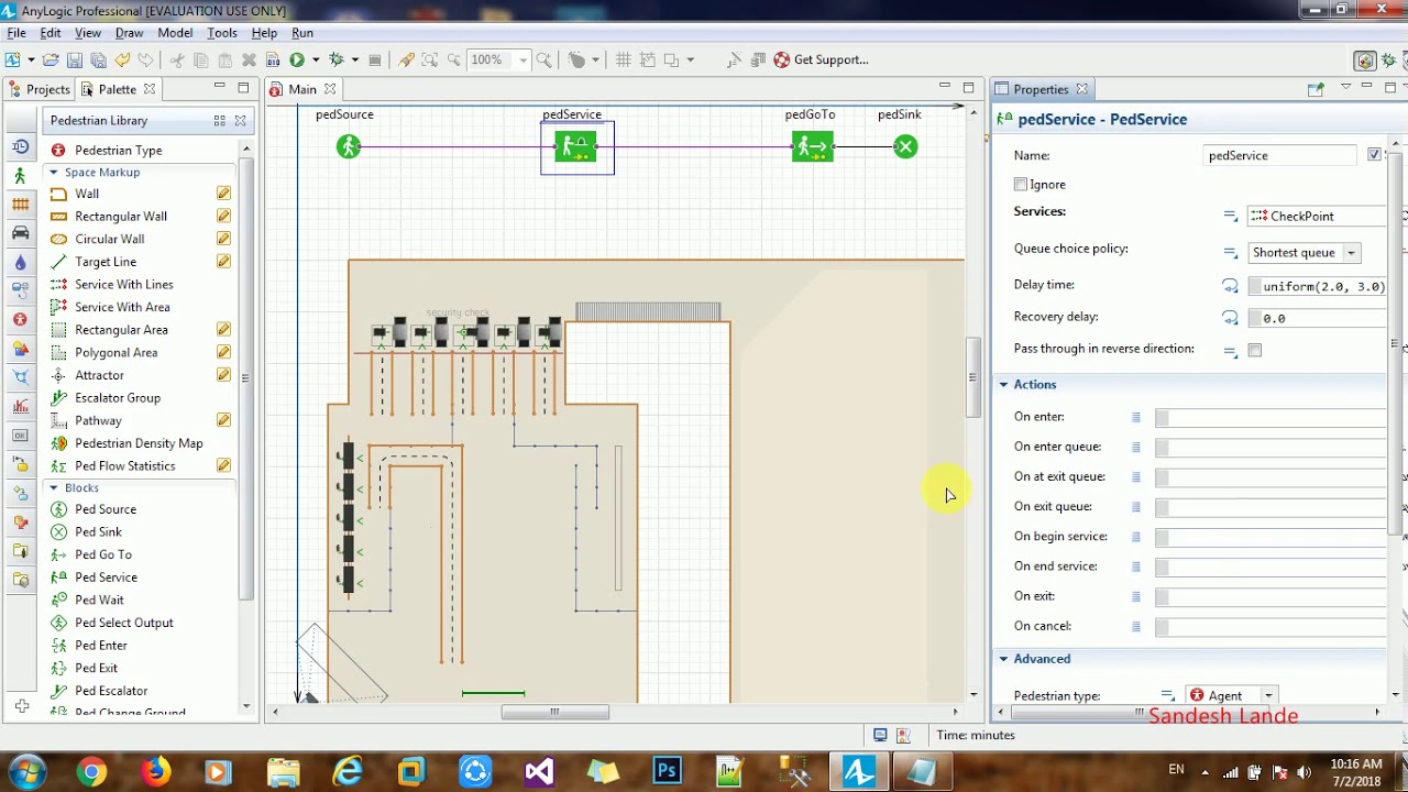 Design and develop time slice simulation like airport model