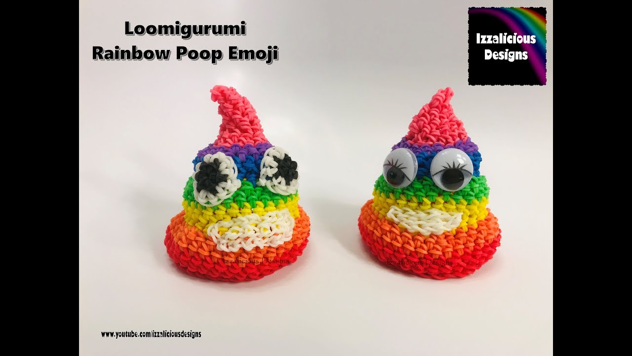 Rainbow Loom Loomigurumi Poop Emoji - crochet using rubber bands