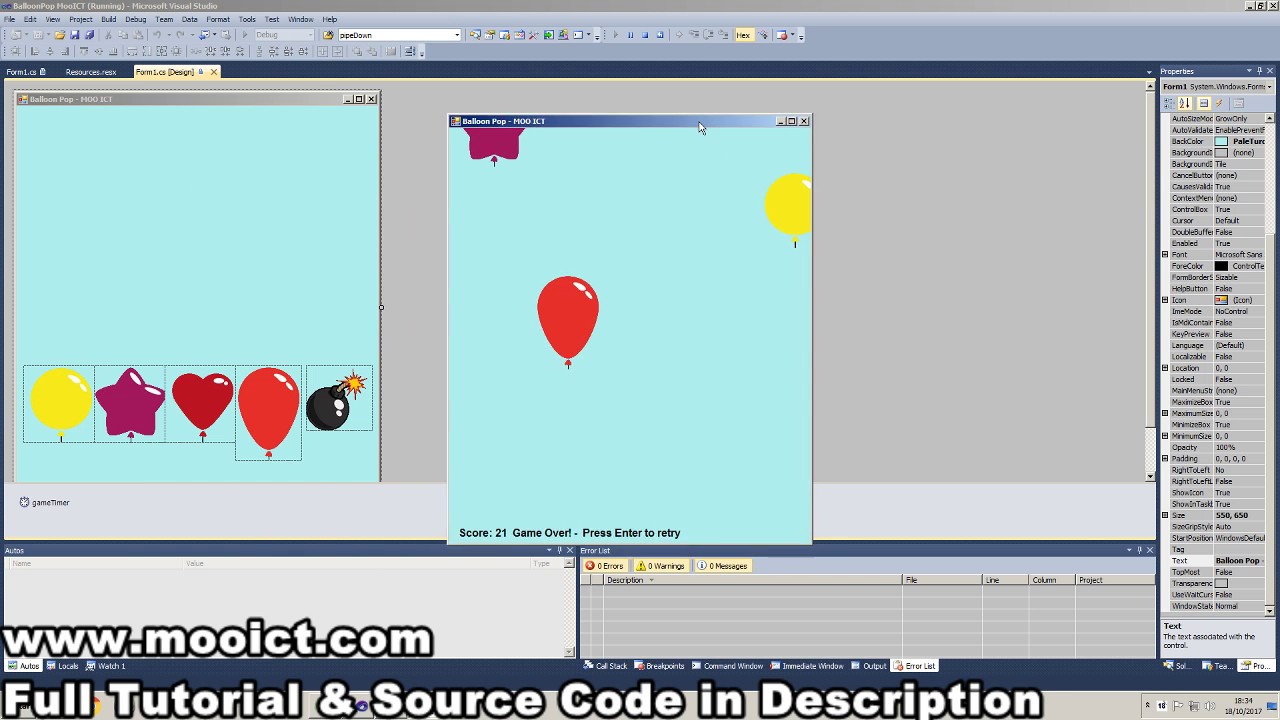 C# Tutorial - Create a Balloon Pop Game in Visual Studio