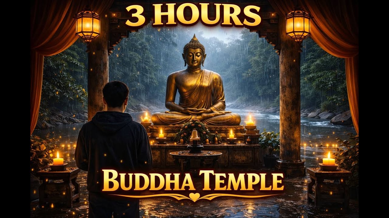 Deep Meditation in a Golden Buddha Temple – 3 Hours of Peaceful River & Candlelight