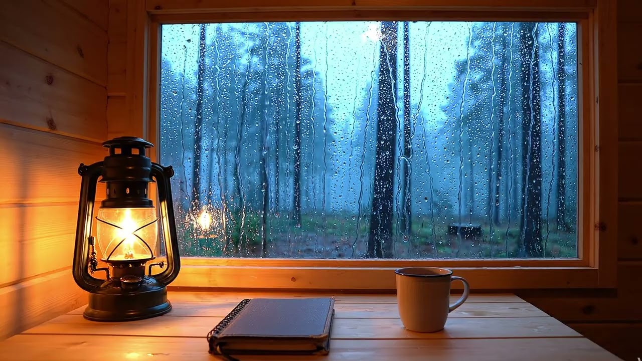 10 Hours | Cozy Cabin Rain Sounds 🌧️ Rain on Window for Sleep & Study
