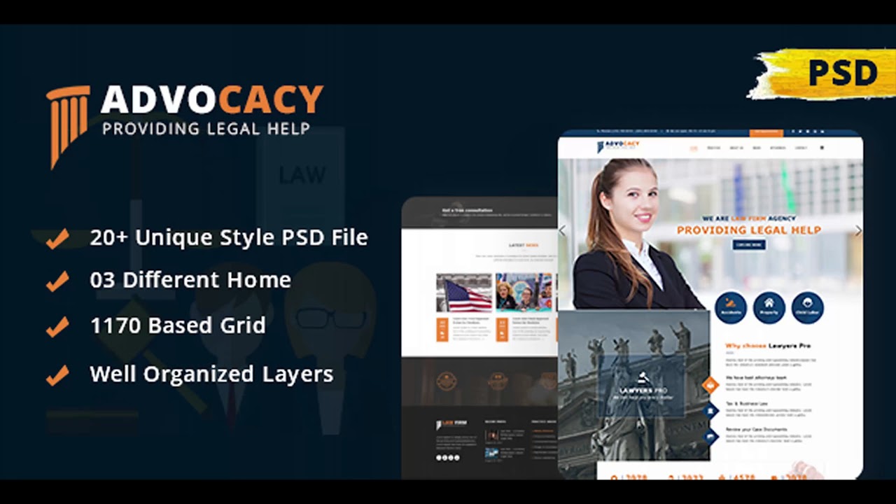 Advocacy - Legal Lawyer Law Firm Attorney Business PSD Template | Themeforest Website Templates and