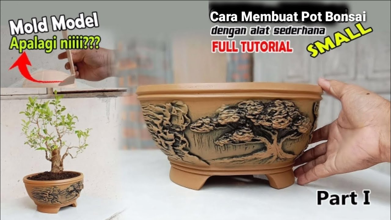CARA MEMBUAT POT BONSAI SMALL‼️Motif Relief/Lukisan Timbul