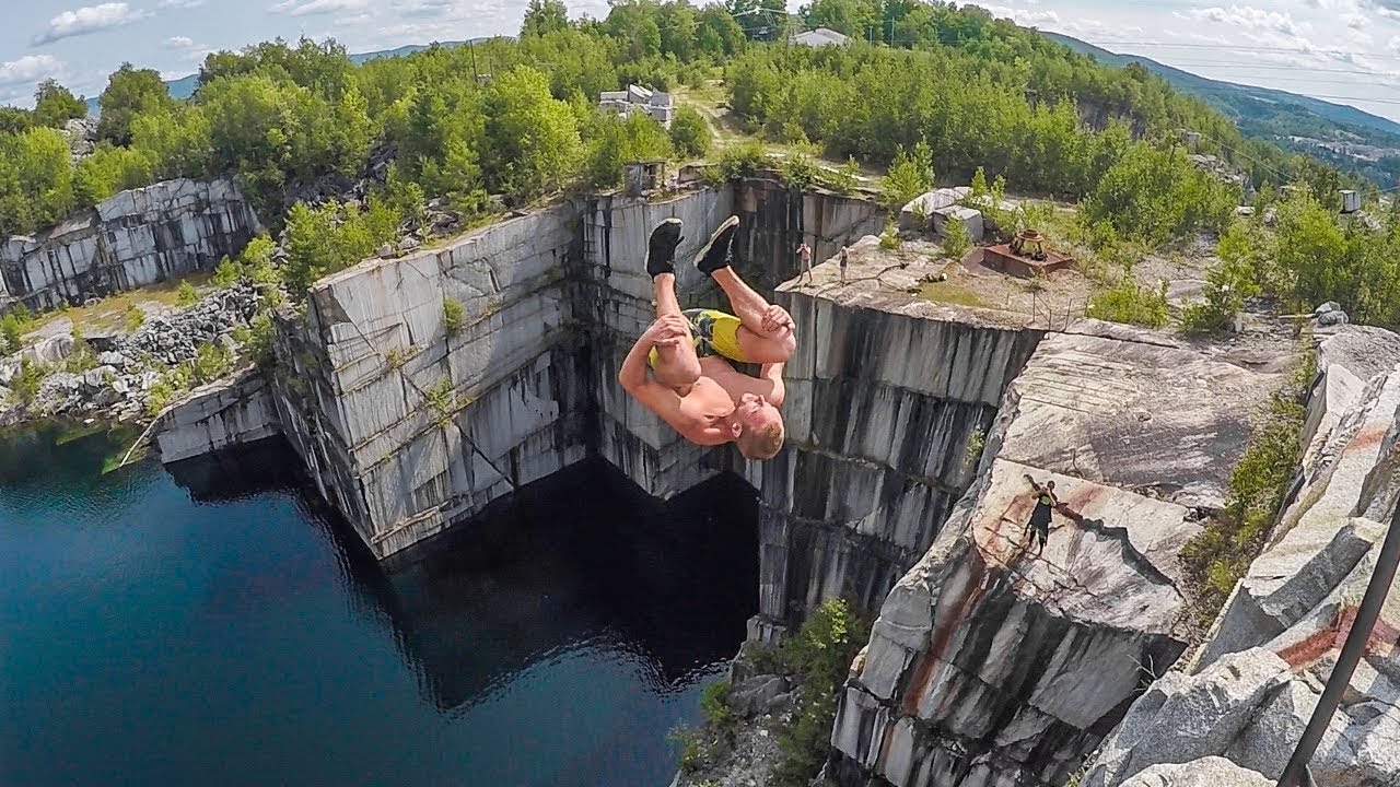 Cliff Jumping In Vermont With Rainhard Riede 112 FT Triple Flip