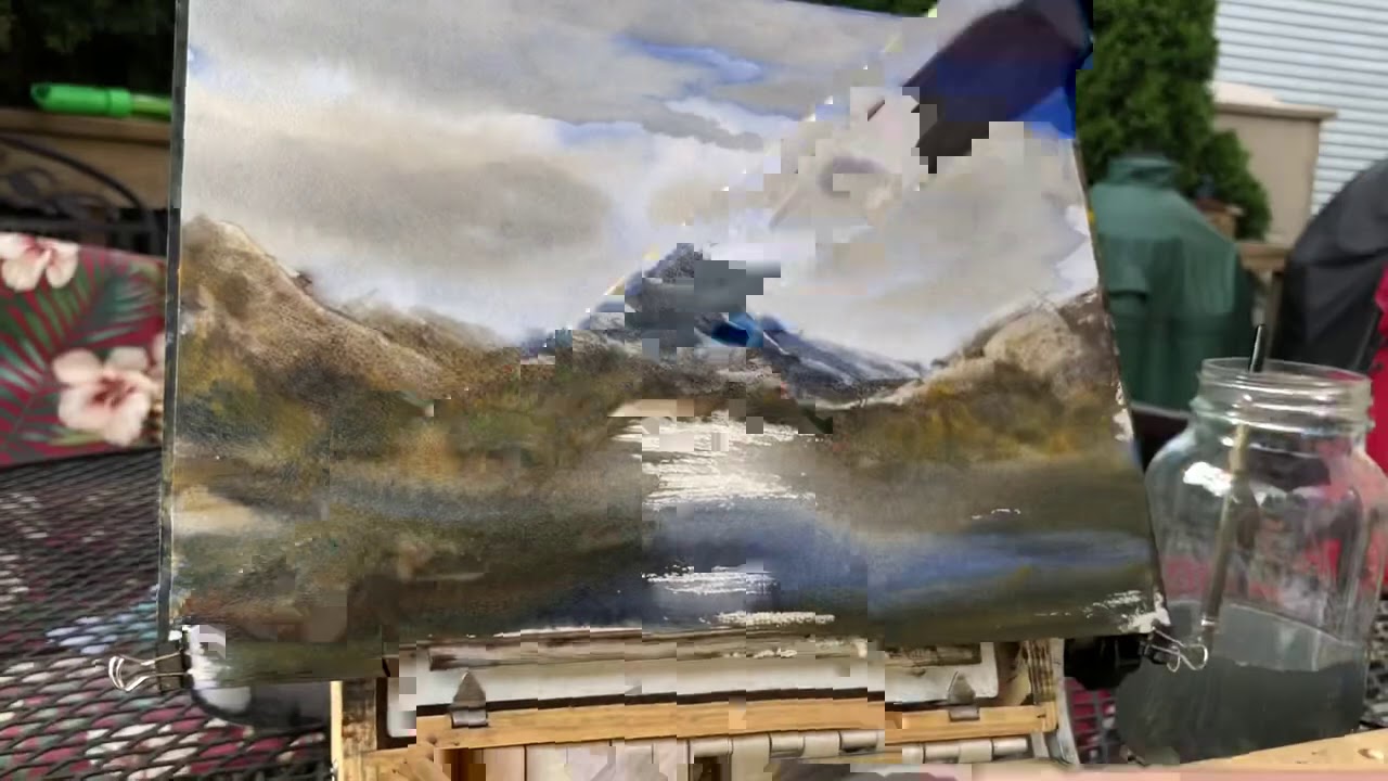 Watercolor painting fast and loose hake Painting 3 scenes from imagination