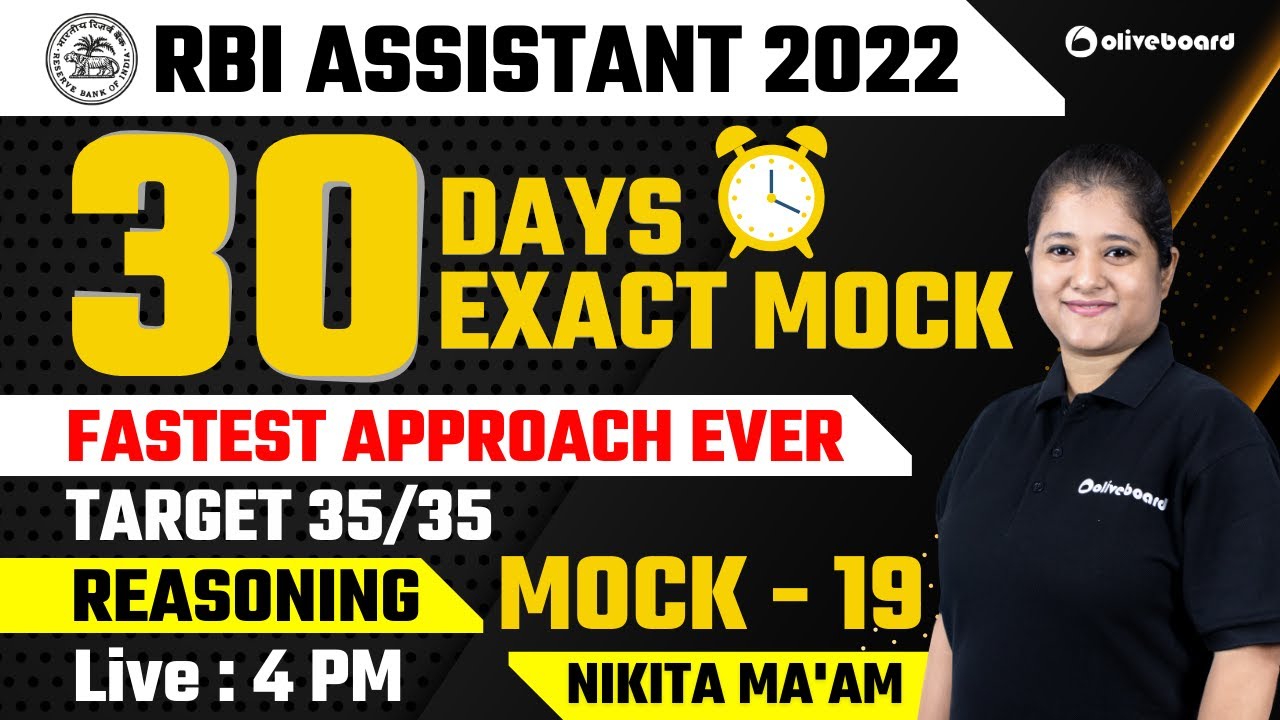 RBI Assistant Reasoning Mock Test 2022 | 30 Day 30 Mock | Target 35/35 | Mock - 19 | Nikita Ma'am