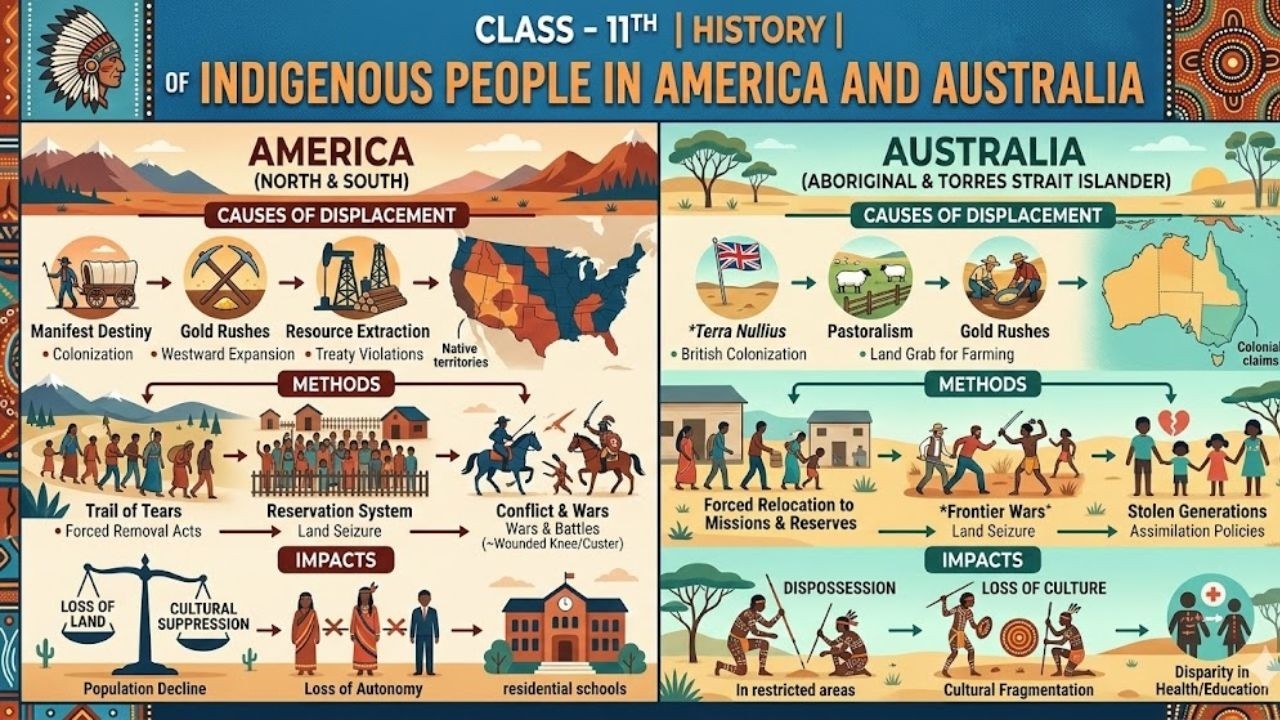 CLASS - 11TH I HISTORY I DISPLACEMENT OF INDIGENOUS PEOPLE IN AMERICA AND AUSTRALIA