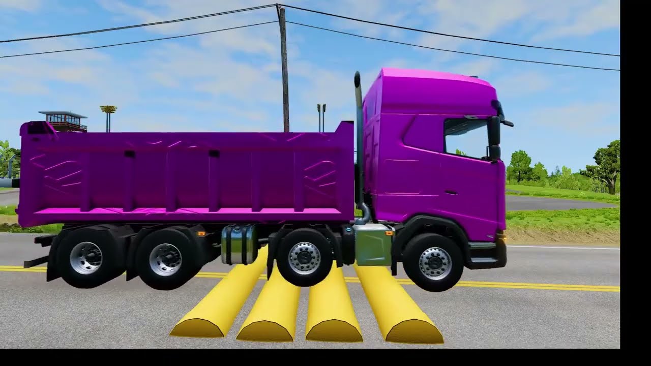 SpinTires: MudRunner GamePlay | Truck vs Extreme Broken Road with Speed Bumps | #mudrunner