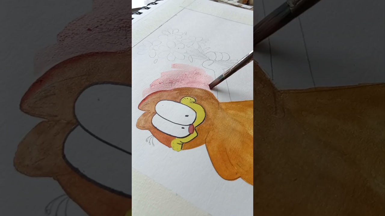 Painting Garfield with Watercolors #shorts #painting #garfield