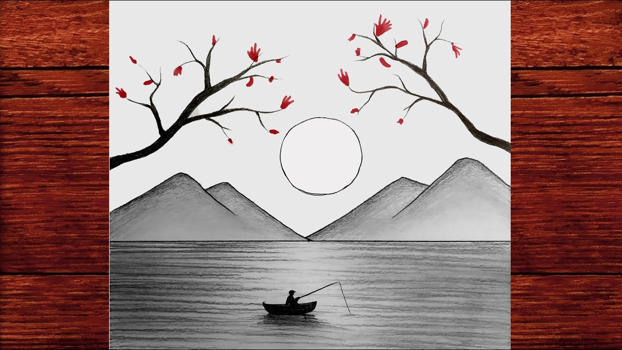 Karakalem Manzara Resmi Çizimi Nasıl Yapılır - Karakalem Çizimleri - How to draw a Landscape Easy