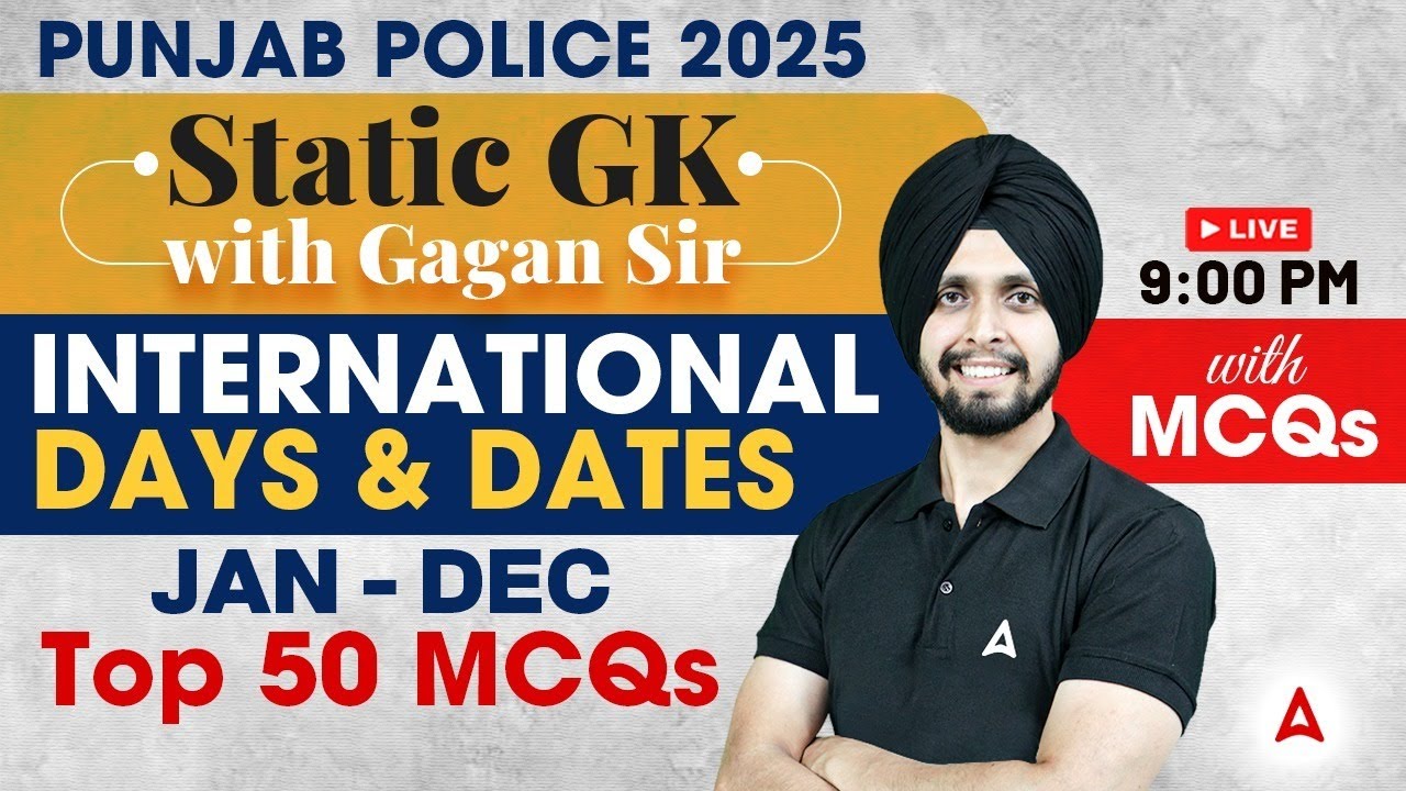 Punjab Police 2025 | Punjab Police Static GK  | International Days & Dates |By Gagan Sir