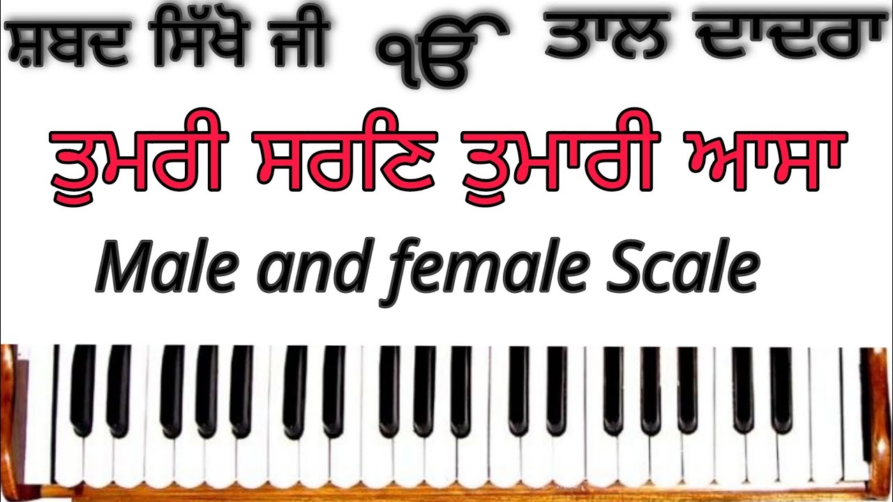 Learn Shabad ( TUMRI SHARAN TUMARI AASA ) On Harmonium ( Male and Female Scale )