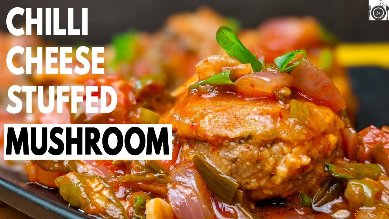 Chilli Cheese Stuffed Mushroom | Veg Starter Recipe | Restaurant style chilli mushroom |
