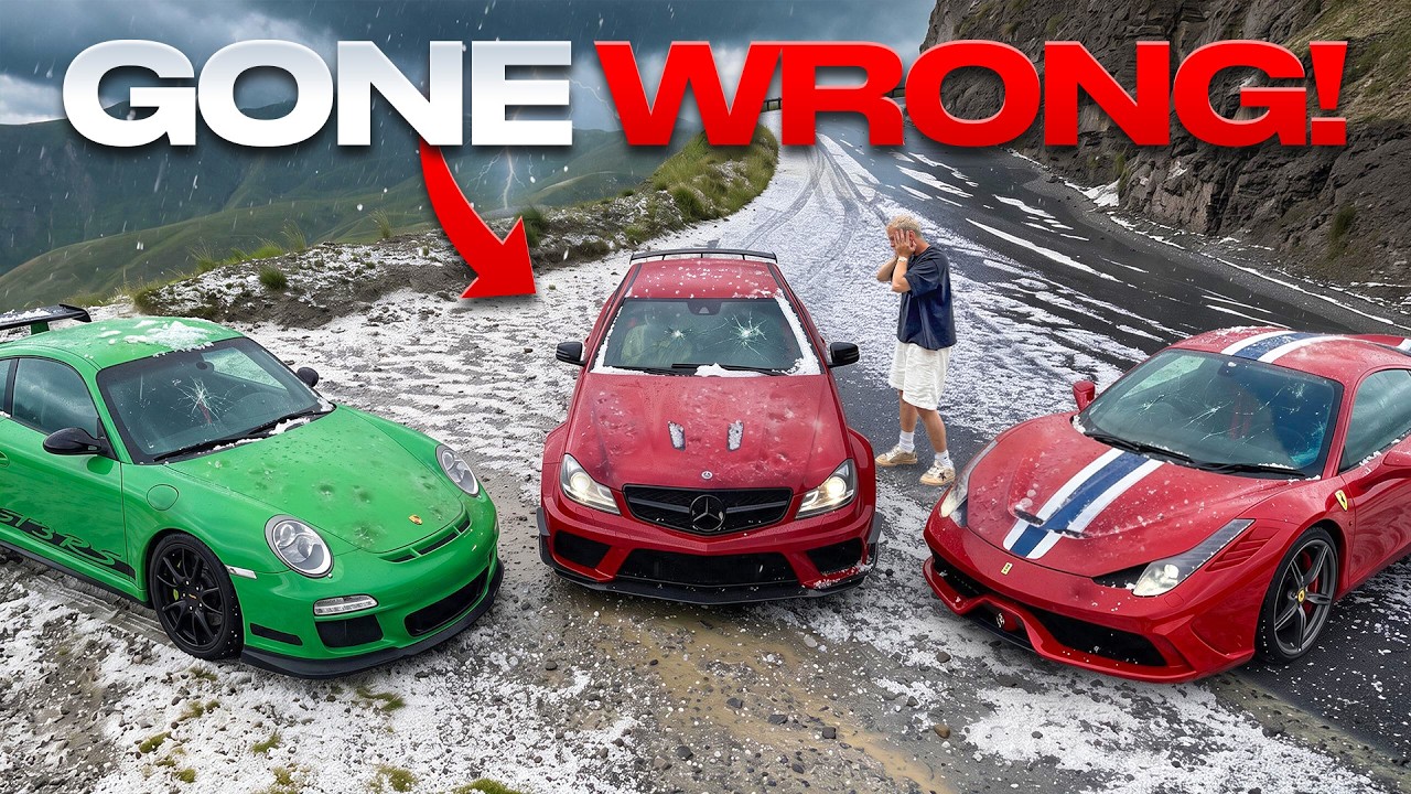Devastating Hailstorm vs. 1.500.000&euro; worth of Supercars! (ROADTRIP GONE WRONG)
