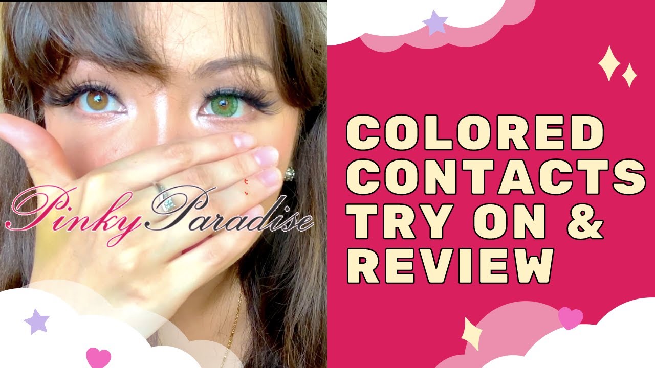 Pinky Paradise Colored Contacts Try On & Review on Brown Eyes