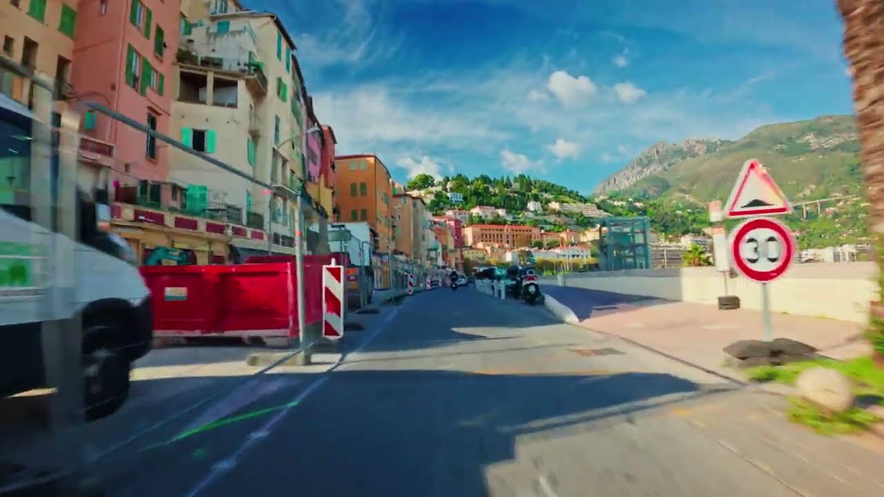 Menton, France 🇫🇷 - Grimaldi Di Ventimiglia, Italy 🇮🇹 | Beautiful Road | Car Travel | Ultra HD 8K