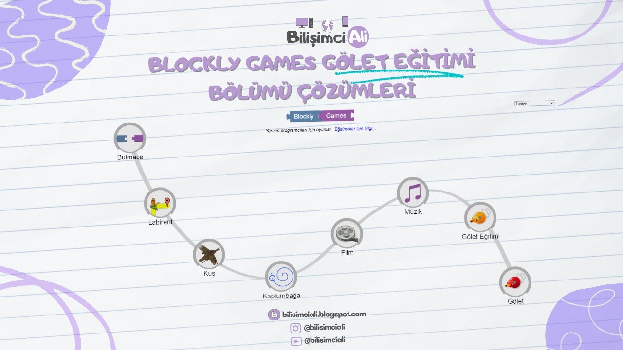 Blockly Games Gölet Eğitimi Bölümü Çözümleri