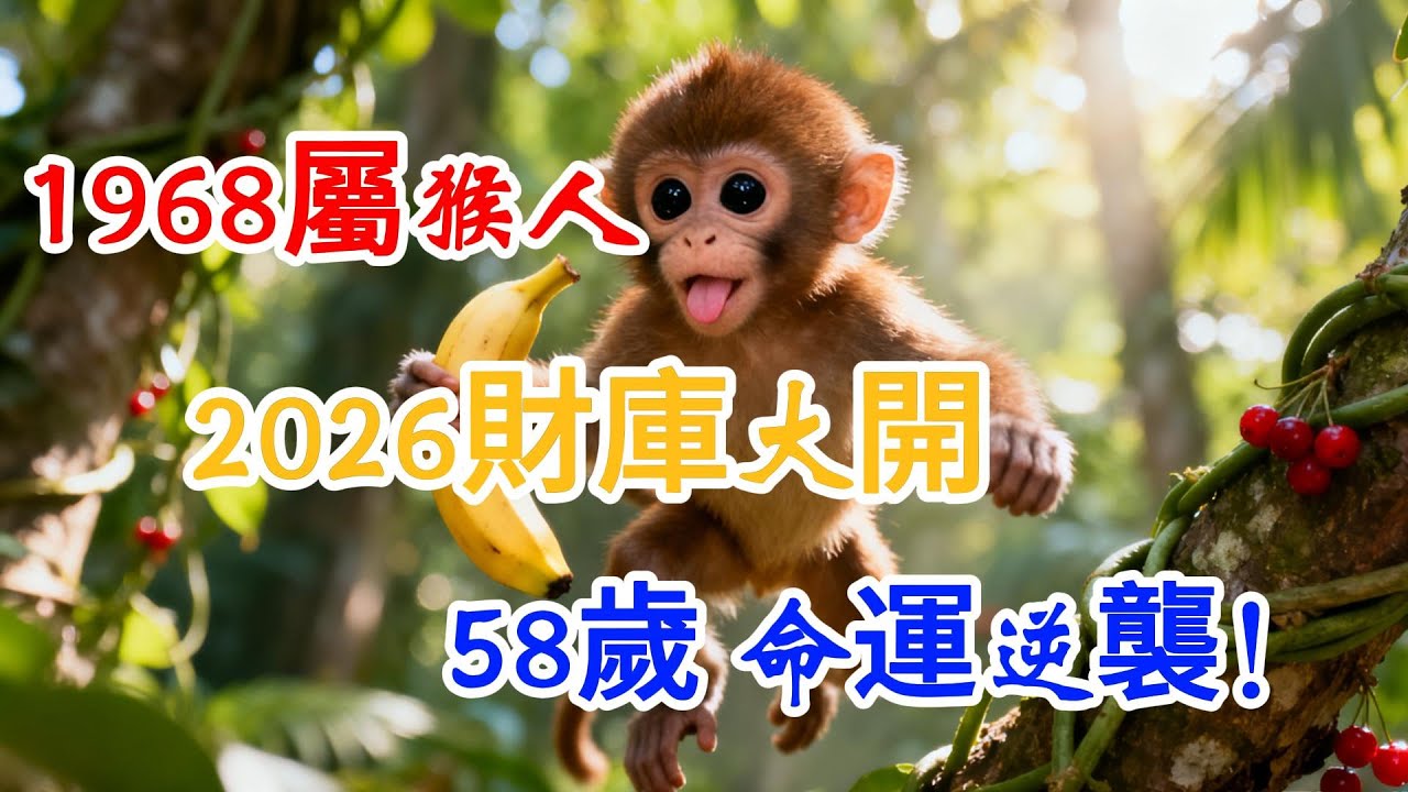 1968年屬猴人，土猴之命！2026年58歲「財星」入庫，以前看不起你的人，以後高攀不起！#1968年屬猴 #屬猴2026年運勢 #生肖猴 #2026年運程 #屬猴運勢 #生肖猴運勢 #招財 #戊申猴