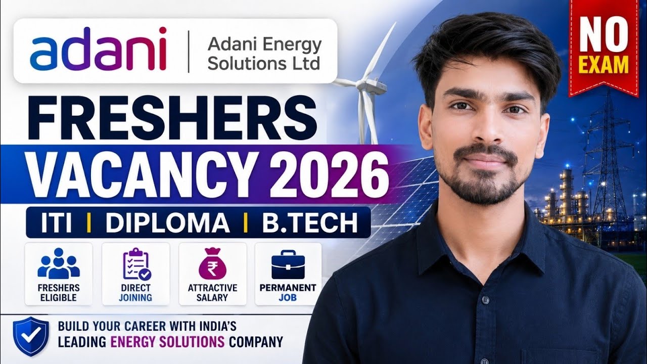 Adani Energy Recruitment 2026 | ITI/Diploma/BE/B.Tech CTC: 8.0Lakh | Adani Energy New Vacancy 2026