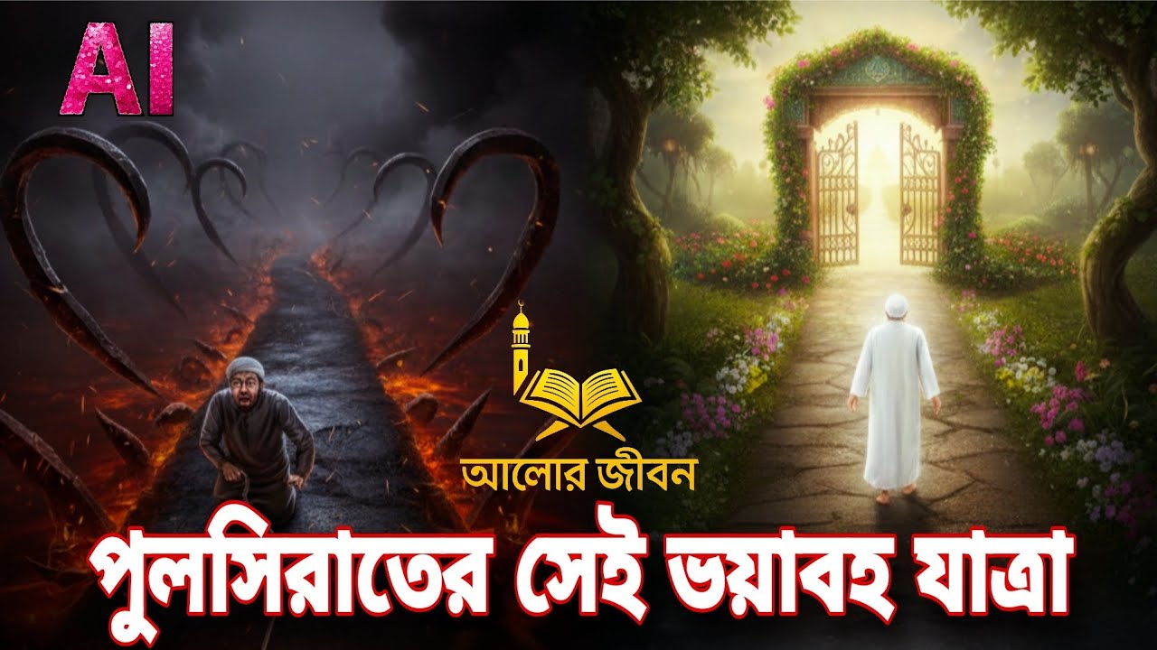 পুলসিরাতের সেই ভয়াবহ যাত্রা! ⚡ চুলের চেয়ে সূক্ষ্ম আর তরবারির চেয়ে ধারালো | Sirat Bridge | Alor Jibon