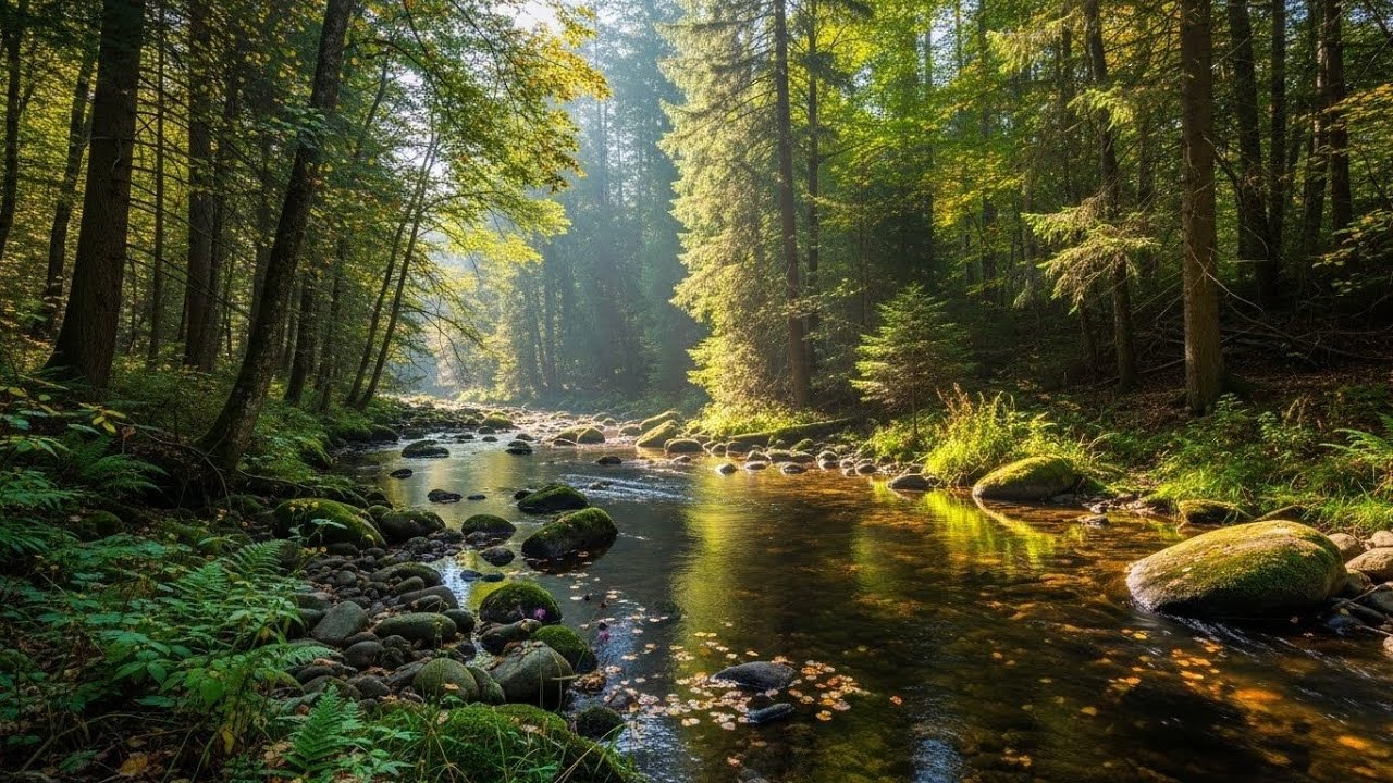 Gentle River in Forest 🌿🌊 Calm Nature Ambience for Meditation and Relaxation #2971