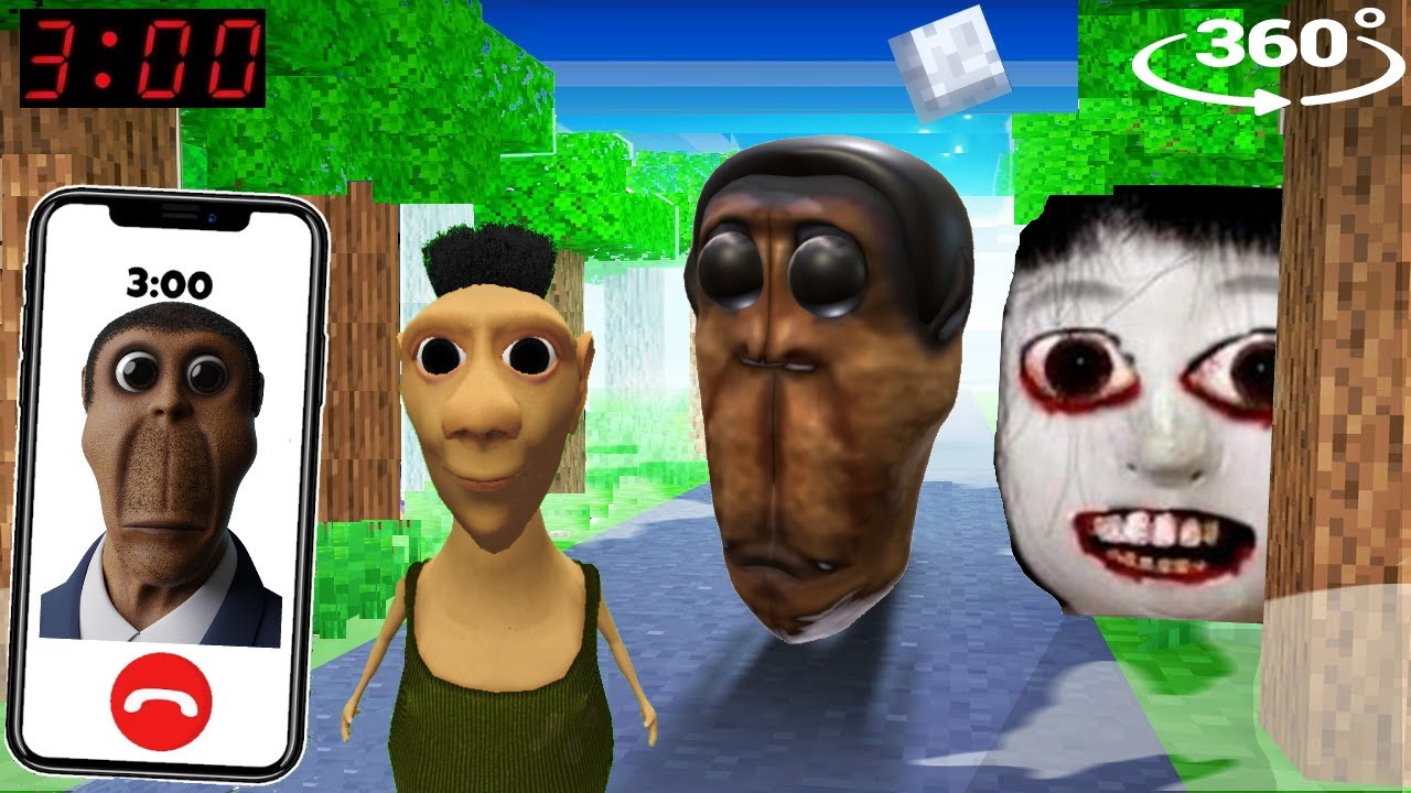 AHENO & OBUNGA NEXTBOTS CHASING US at 3:00 in Minecraft 360°