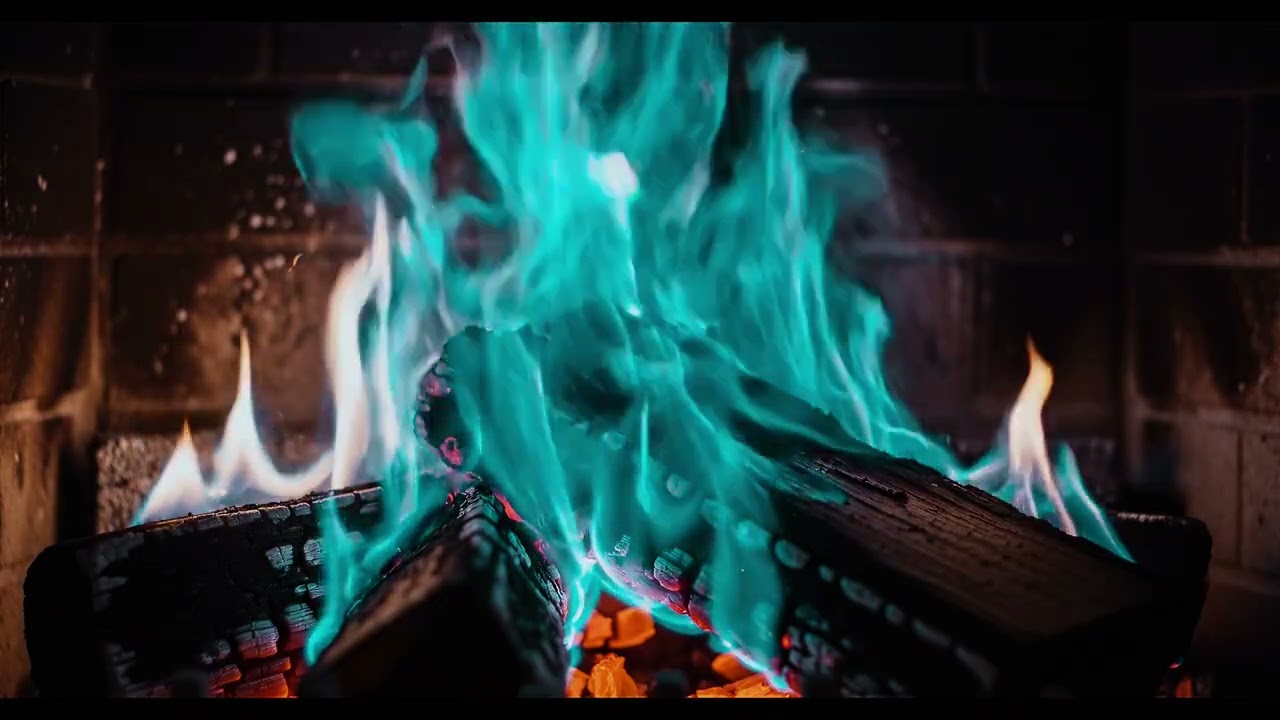 🔥Neon Blue Fire | Crackling Ambience | Fireplace Deluxe