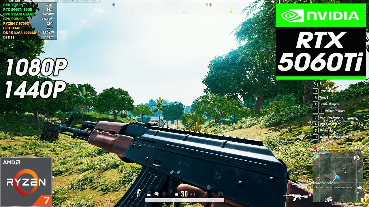 PUBG : RYZEN 7 9700X + RTX 5060TI 16GB | HIGH - LOW SETTINGS | 1080P - 1440P | FPS PERFORMANCE