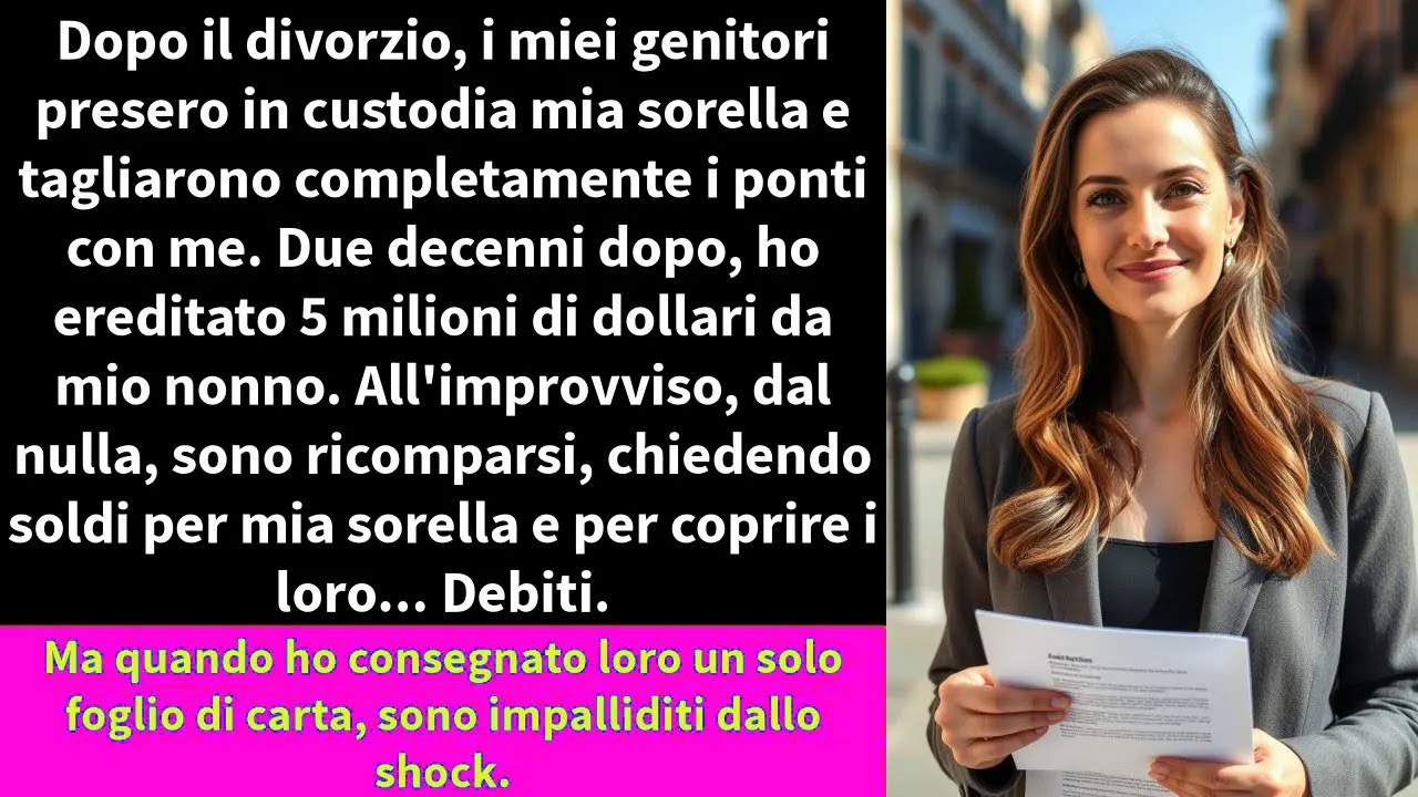 Dopo il divorzio, i miei genitori presero in custodia mia sorella e tagliarono completamente i ponti