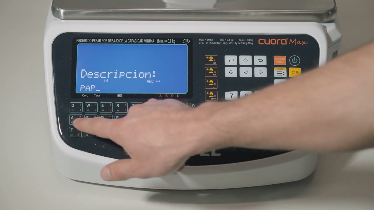 Como cargar un PLU (producto) a la balanza Cuora Max Systel
