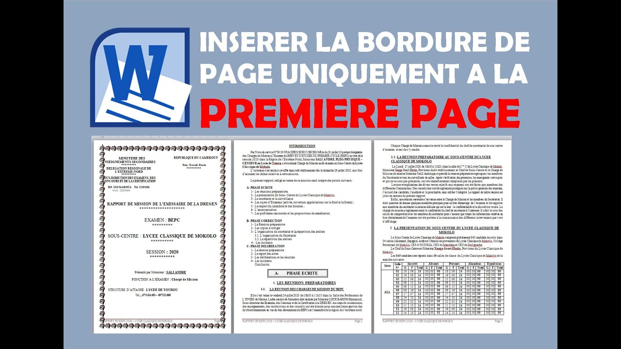 Comment ins&eacute;rer la bordure de page uniquement &agrave; la premi&egrave;re page
