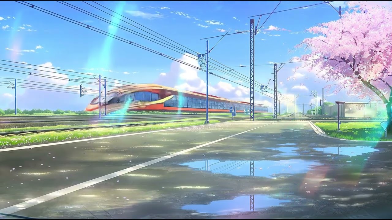 Spring Rain Wait • Cherry Blossoms on the Tracks