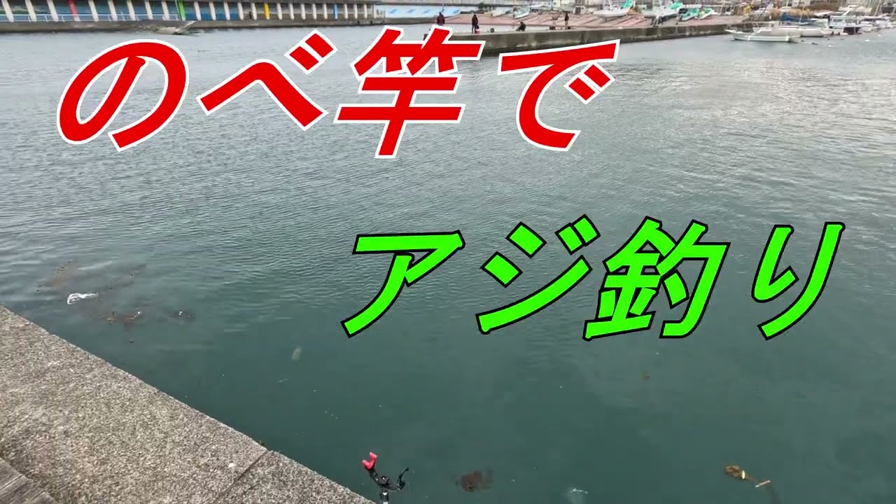 のべ竿でアジ釣り　早々に青アジ　夕まずめは真アジの　入れ食い状態でした