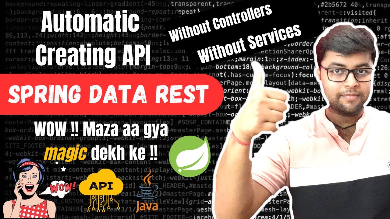 Spring  Data Rest Tutorial |  Creating Automatic API without controllers | SB Tutorial Hindi