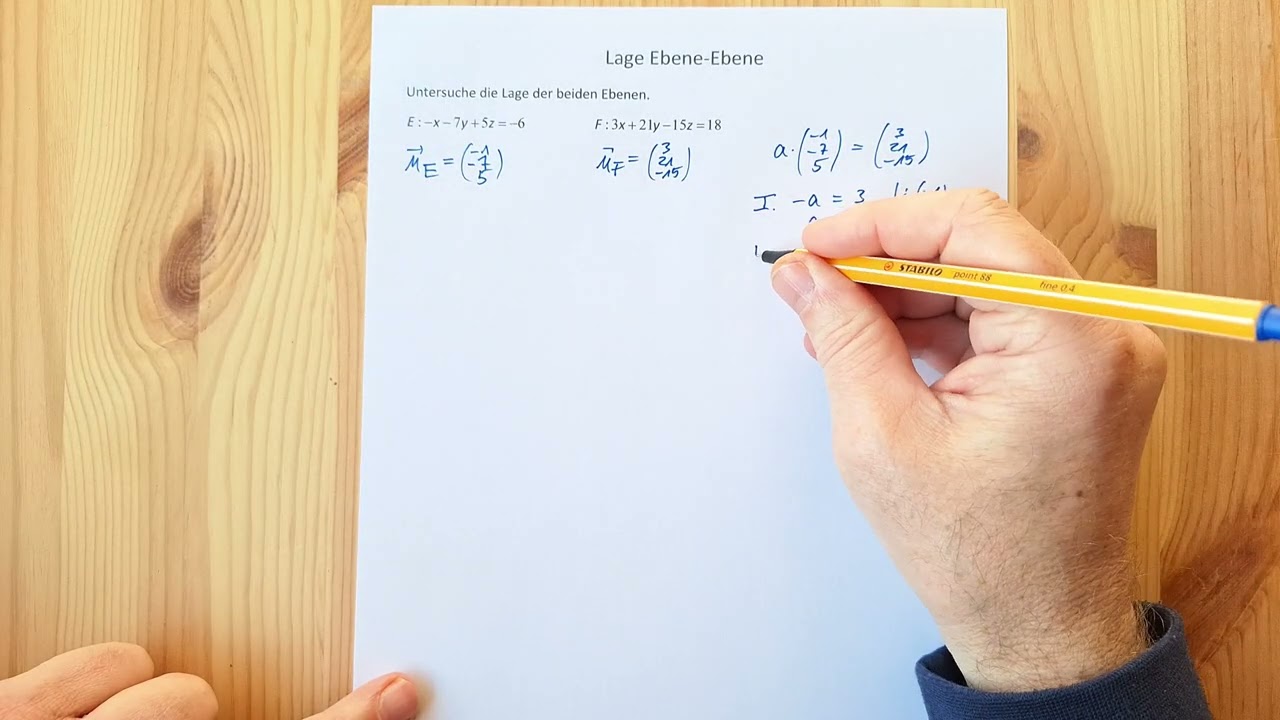 Lage Ebene-Ebene, beide in  Koordinatenform, Ebenen sind identisch