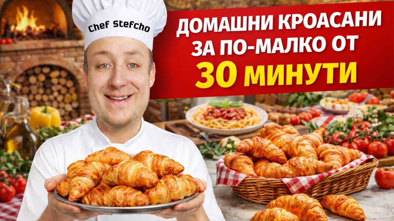 НАПРАВИХ ВКУСНИ ДОМАШНИ КРОАСАНИ С BISCOFF КРЕМ