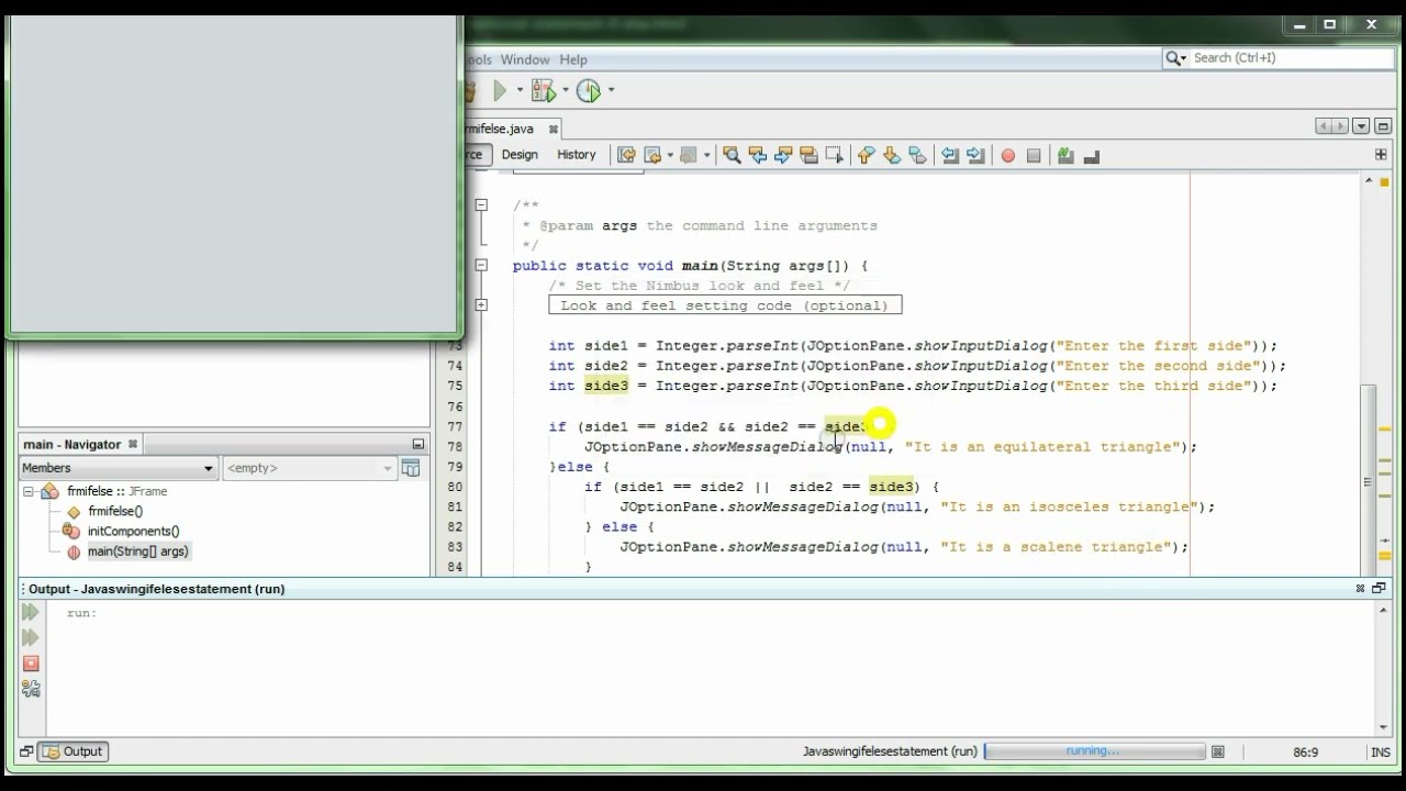 Java Swing if else statement using Netbeans IDE