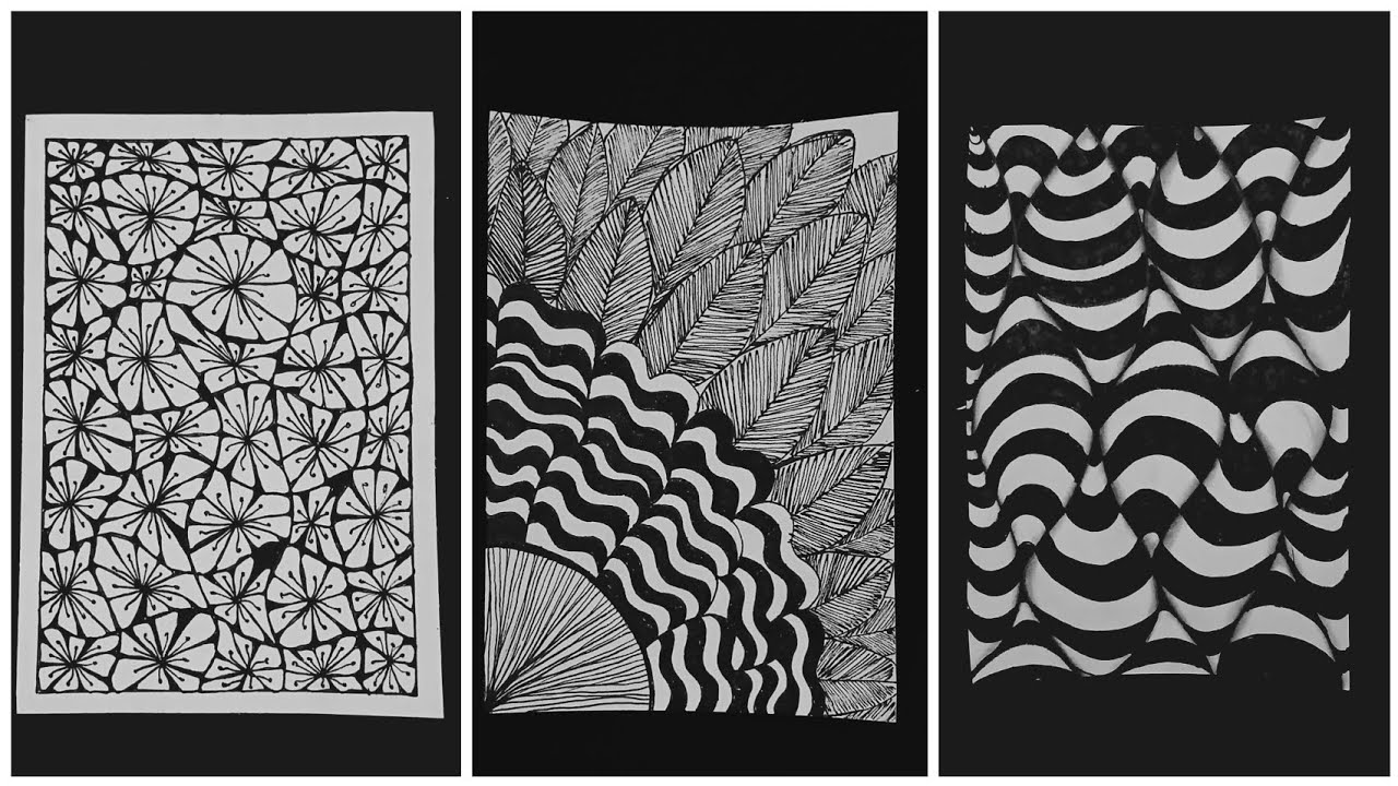 Simple zentangle pattern for beginners, doodles for relaxing, satisfying sketch ideas 💡 
