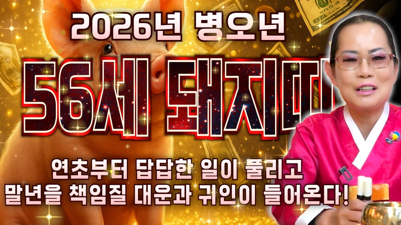 [2026년 1971년생 56세 돼지띠운세] 내가 71년생 돼지띠라면 올해 금전,귀인,문서운까지 펑펑 터진다! 71년생 돼지띠의 운명과 평생운세 / 56세 돼지띠 병오년 신년운세!