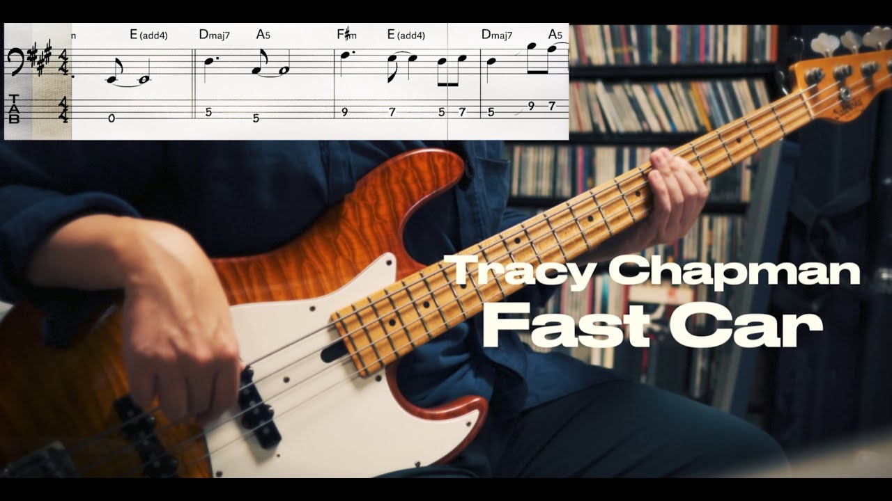 Tracy Chapman - Fast Car (Bass Cover) TABS in Video