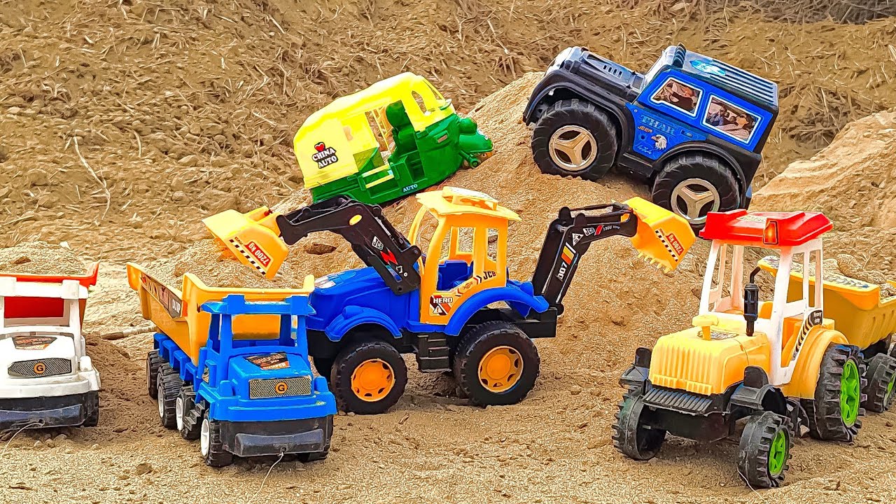 JCB 3DX fully loading mud sand Tata truck 2518 | Mahindra Arjun novo 605 di | jcb cartoon gadi