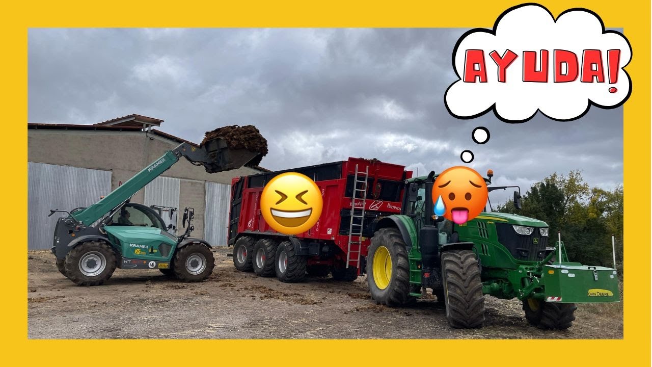 Tractor John DEERE 6195M VS Remolque GIGANTE!!!!