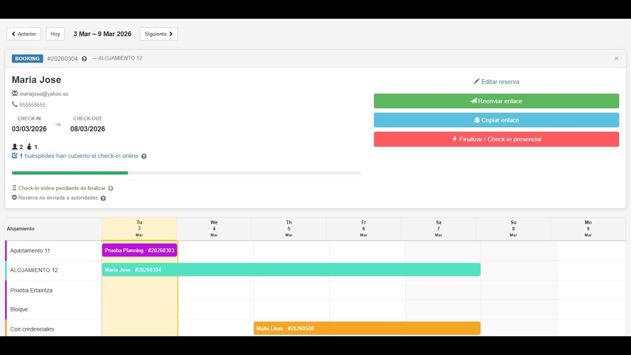 Partee - Planning de reservas