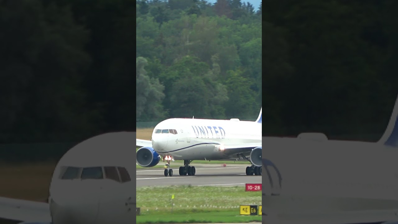 Boeing 767-300ER takeoff Z&uuml;rich. Boeing #767 #zurich #airport #aviation #takeoff #united