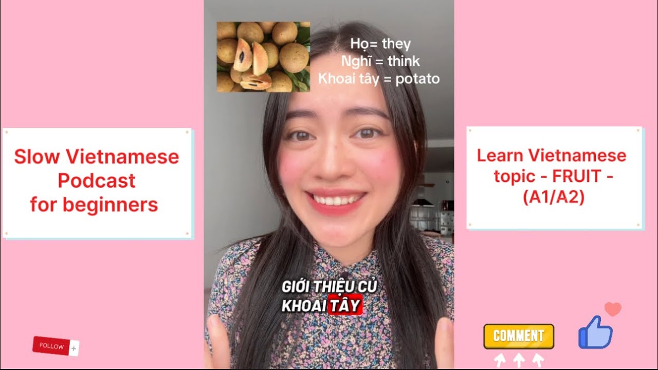 SLOW VIETNAMESE PODCAST | TOPIC: FRUITS | VIETNAMESE LISTENING PRACTICE FOR BEGINNERS (A1/A2) | 