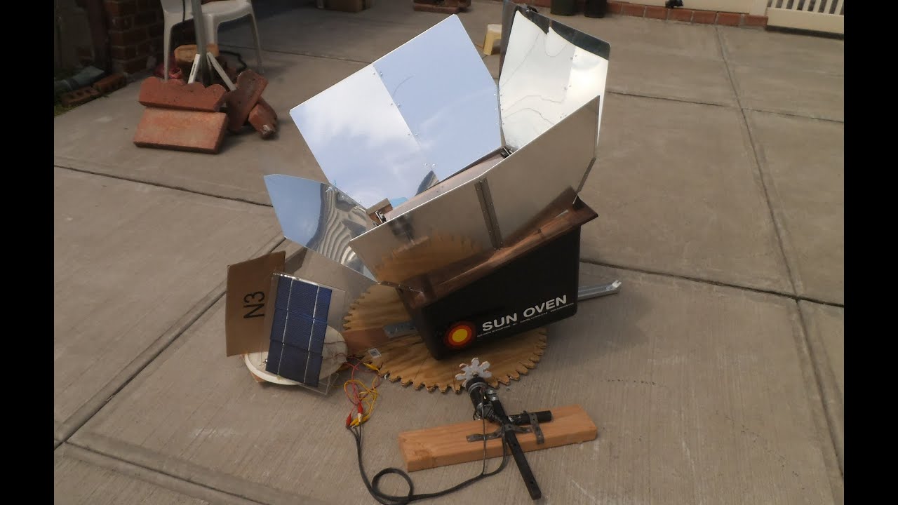 Sun oven with do it yourself self powered solar tracker